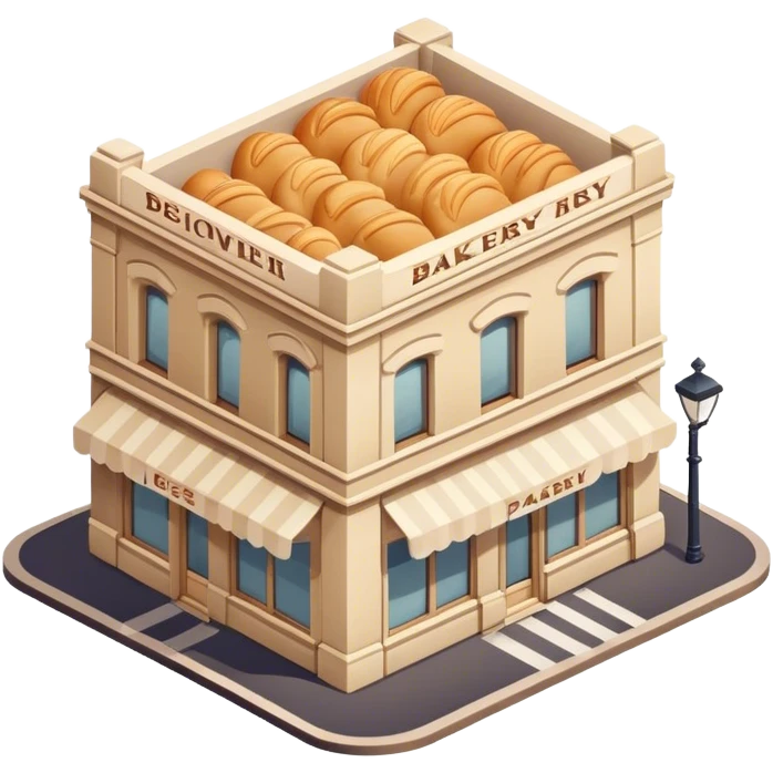 beige parisian bakery, isometric exterior view emoji