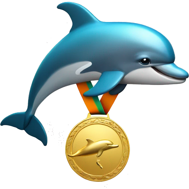 Gold medal with Dolphin emoji