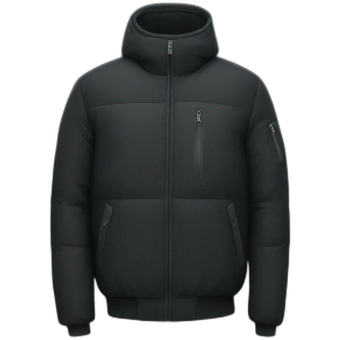 a black down jacket with "corteiz" marked on the left at the pectoral level emoji