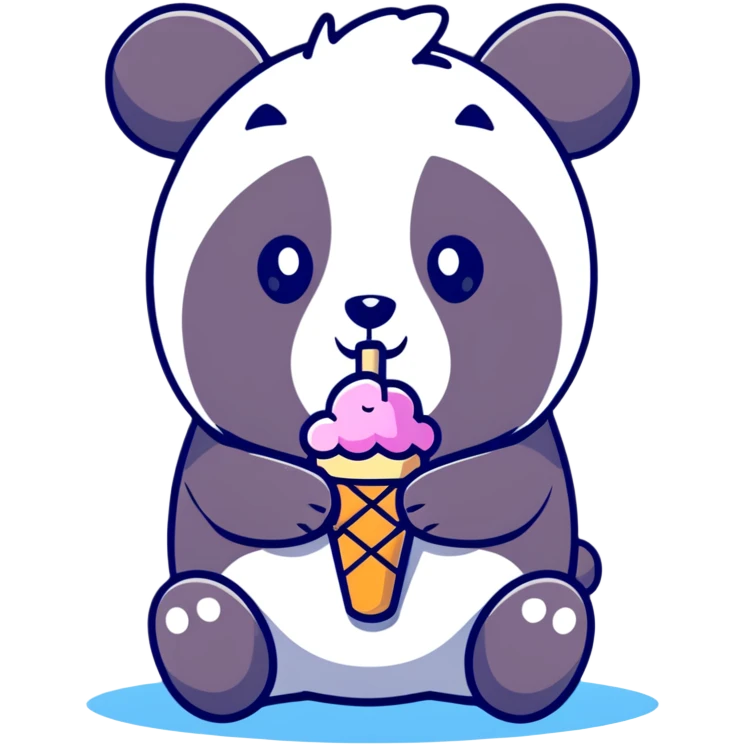Panda eating ice cream emoji