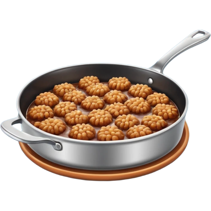 fried minced meat dish object icon, cooked minced meat in a pan, slightly crispy texture, glossy oil shine, 3D cartoon, mobile game icon style, centered, clean background, soft shadow, no text, no watermark
  emoji