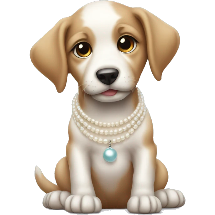 Puppy wearing pearl necklace emoji