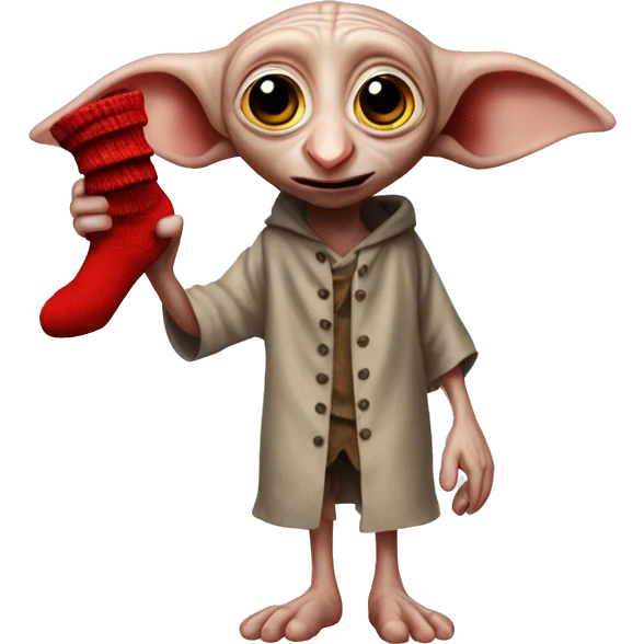 Dobby holds a red sock in his hand emoji