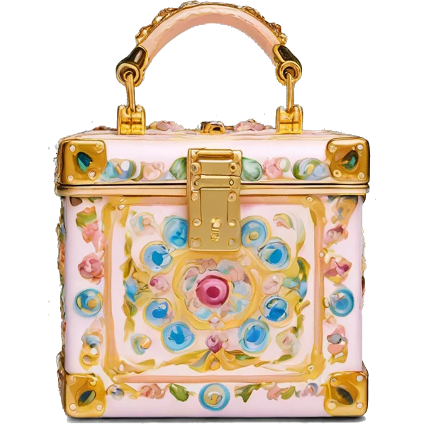Dolce and Gabbana small box bag with colourful pastel ornament print and golden detais  emoji