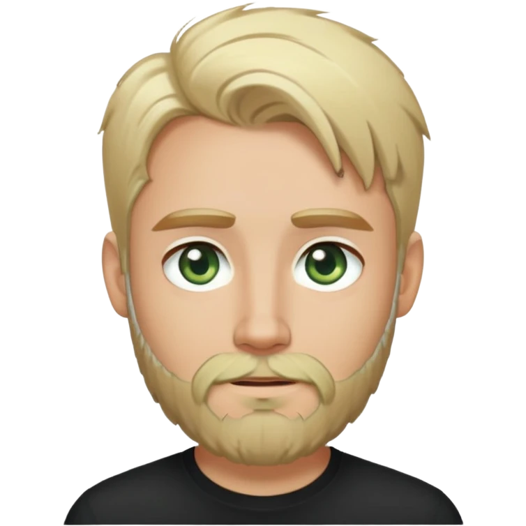tech sis with blonde hair, pale green eyes, and beard. And black shirt with. like the last few emoji you've made me. emoji