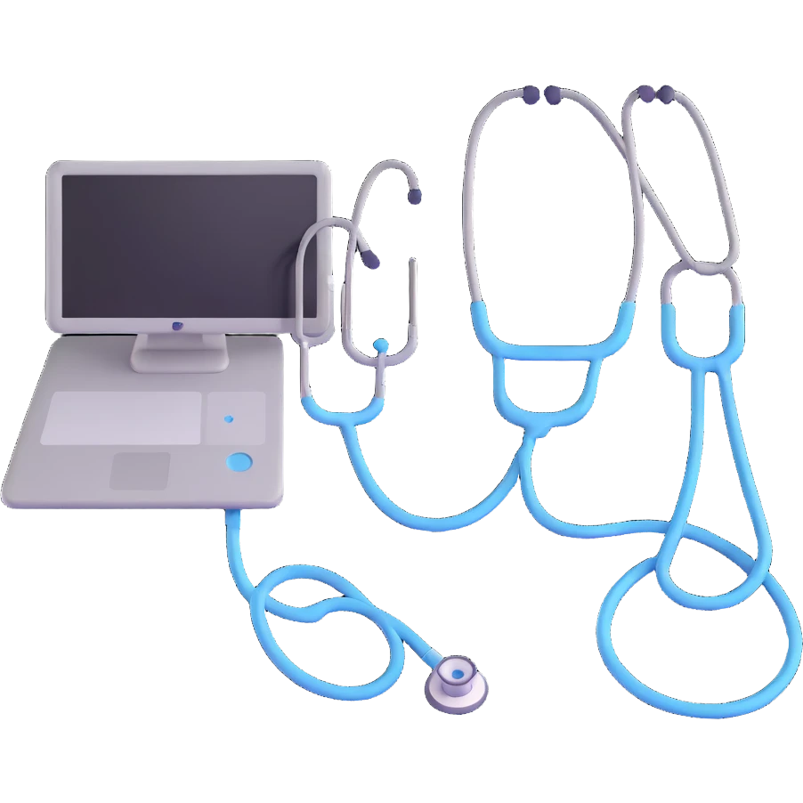 Medical computer with stethoscope emoji