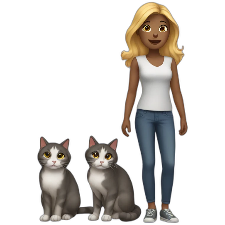 woman with three cats emoji