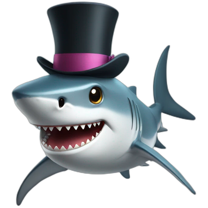 Shark with a top hat emoji
