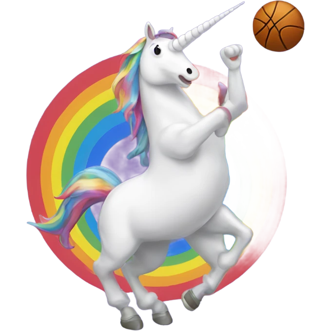 Unicorn farting rainbows playing basketball emoji