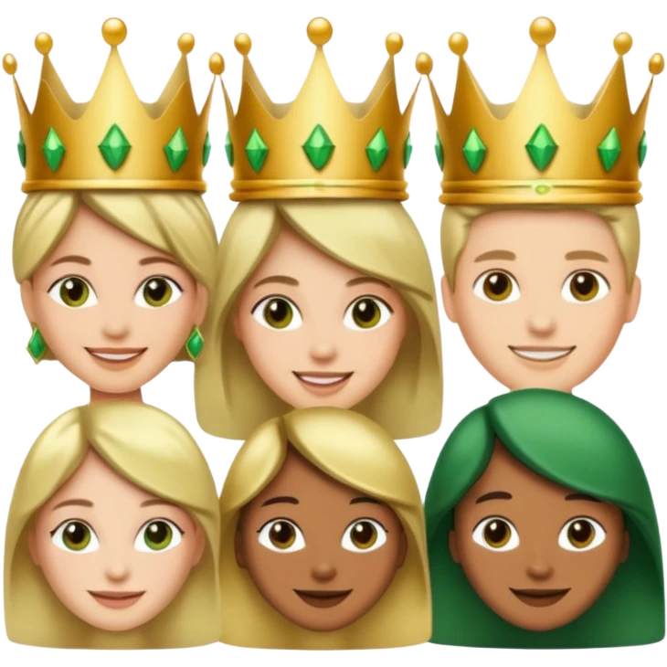 Several people with a crown that unites them with golden and green colours emoji