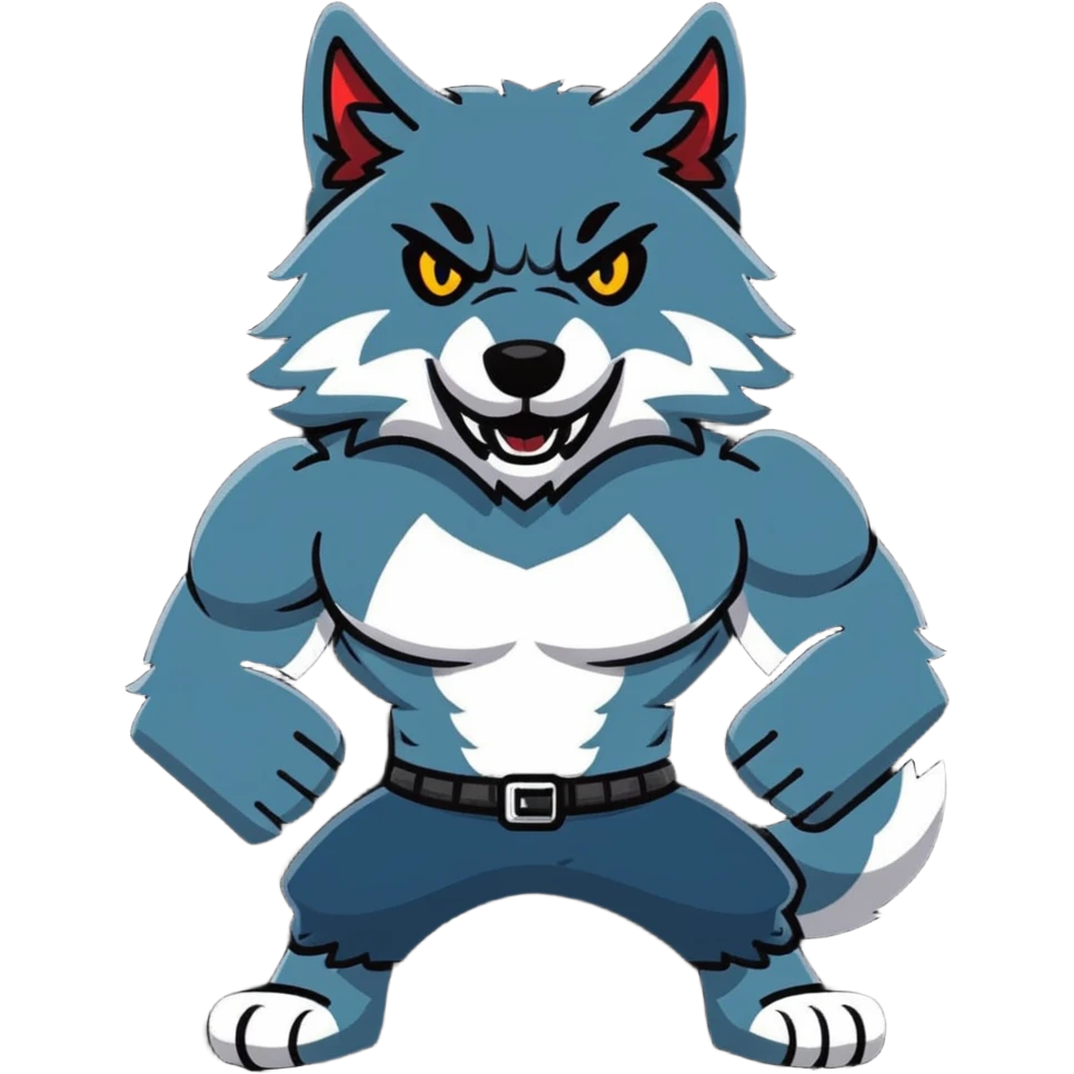 muscular wolf furry wearing a t-shirt that says 'Himbo gunners' emoji