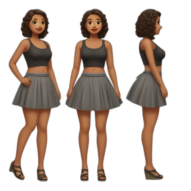 full-body-curvy-beauty-in-a-short-wide-skirt-as-three-view-drawings emoji