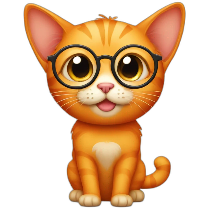 cute orange cat with round glasses emoji