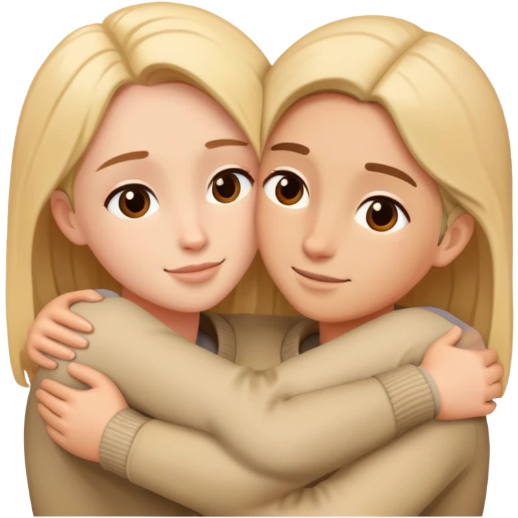 Two people embracing in a warm hug emoji