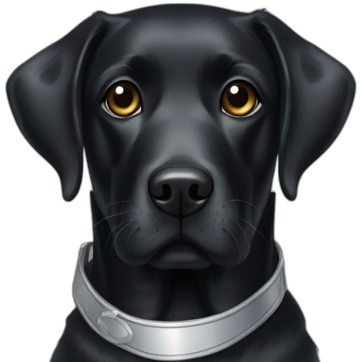 black Labrador portrait with silver patches and one black eye patch emoji