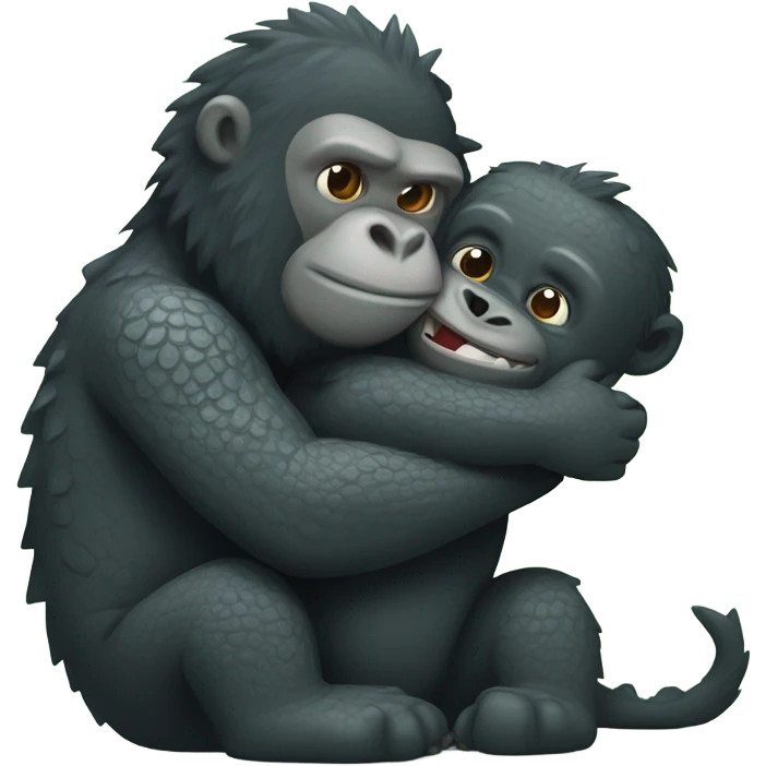 Crocodile spooning with a gorilla emoji