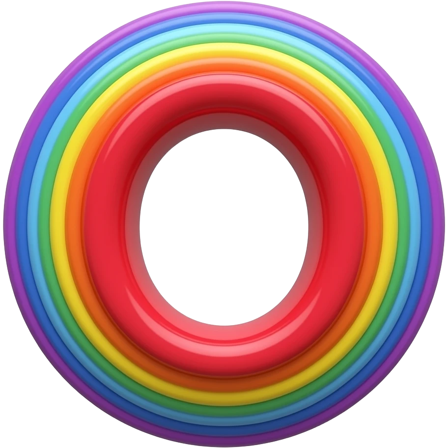 name "O" in raspberry red 3D style typography lettering, each color of the rainbow as a border outlined around each letter, isolated, 3d rendering, no emoji icons no emoji faces and must have no human figures emoji