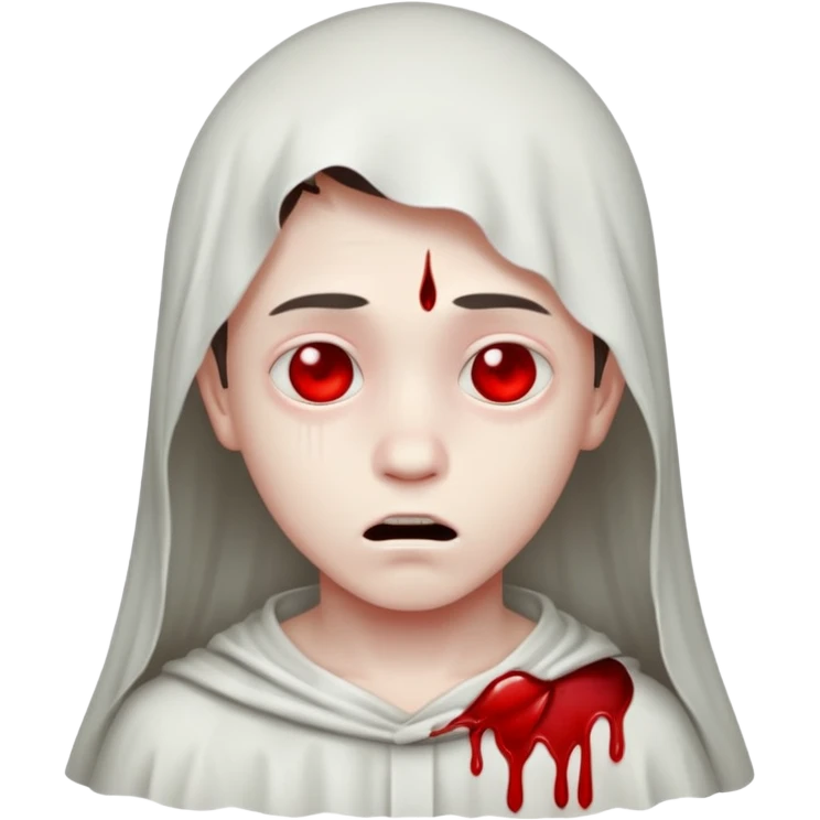 ghost boy face with blood tears emoji