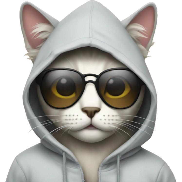 Cat wearing a hoodie and sunglasses  emoji