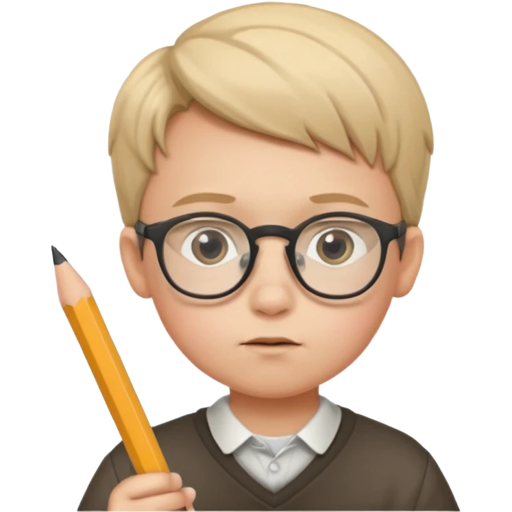 boy kid with glasses → holding a pencil emoji