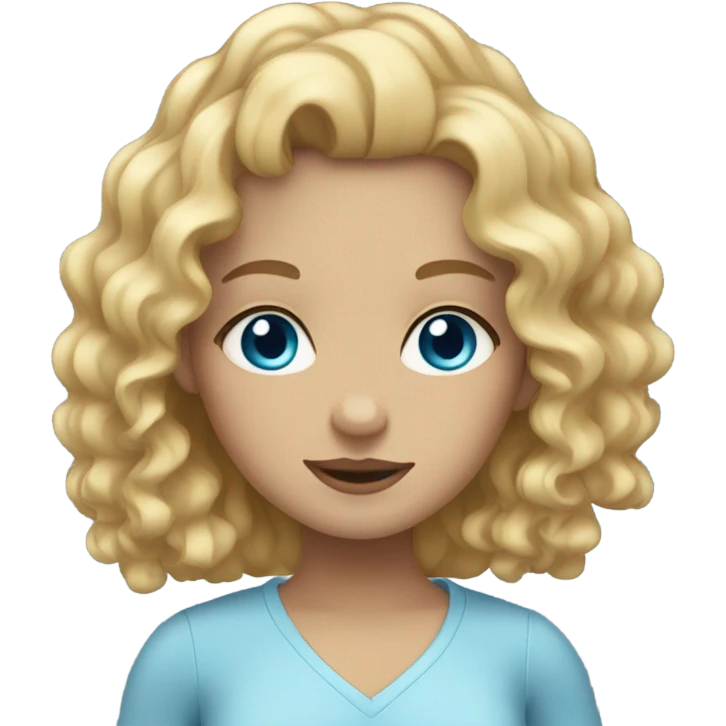 girl with curly blonde hair and blue eyes emoji
