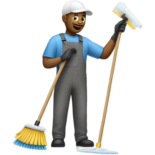 Man house cleaning emoji