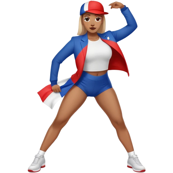 A person twerking with an french flag  emoji