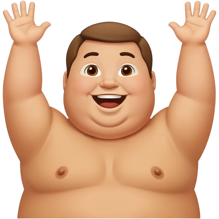 A happy fat person with arms raised in celebration emoji