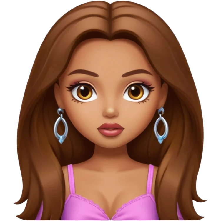 pretty bratz baddie, long brown hair emoji
