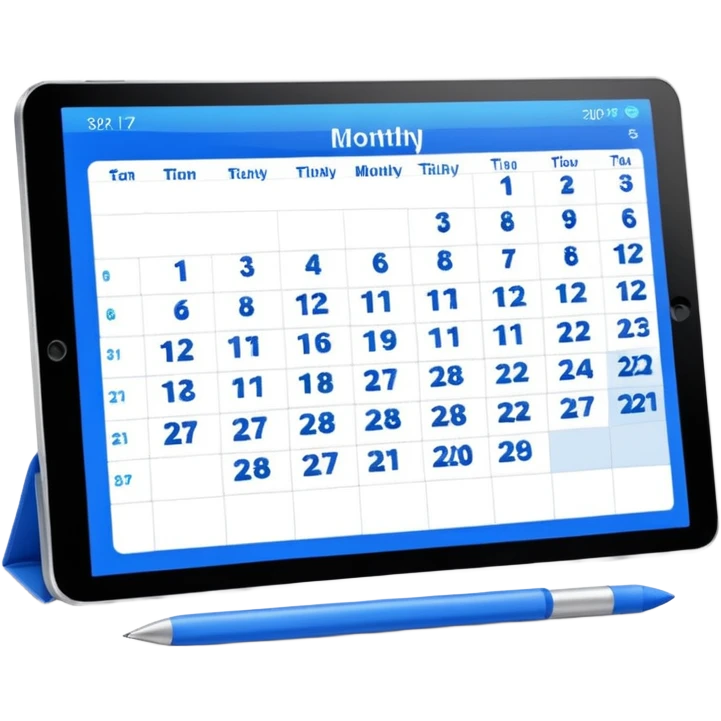 Digital calendar on tablet screen emoji