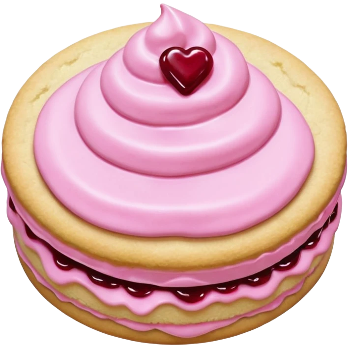 Sugar cookie with pink frosting and a dollop of jam emoji
