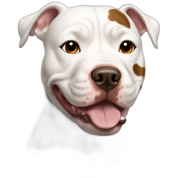 white pitbull dog with big brown spot in the face emoji