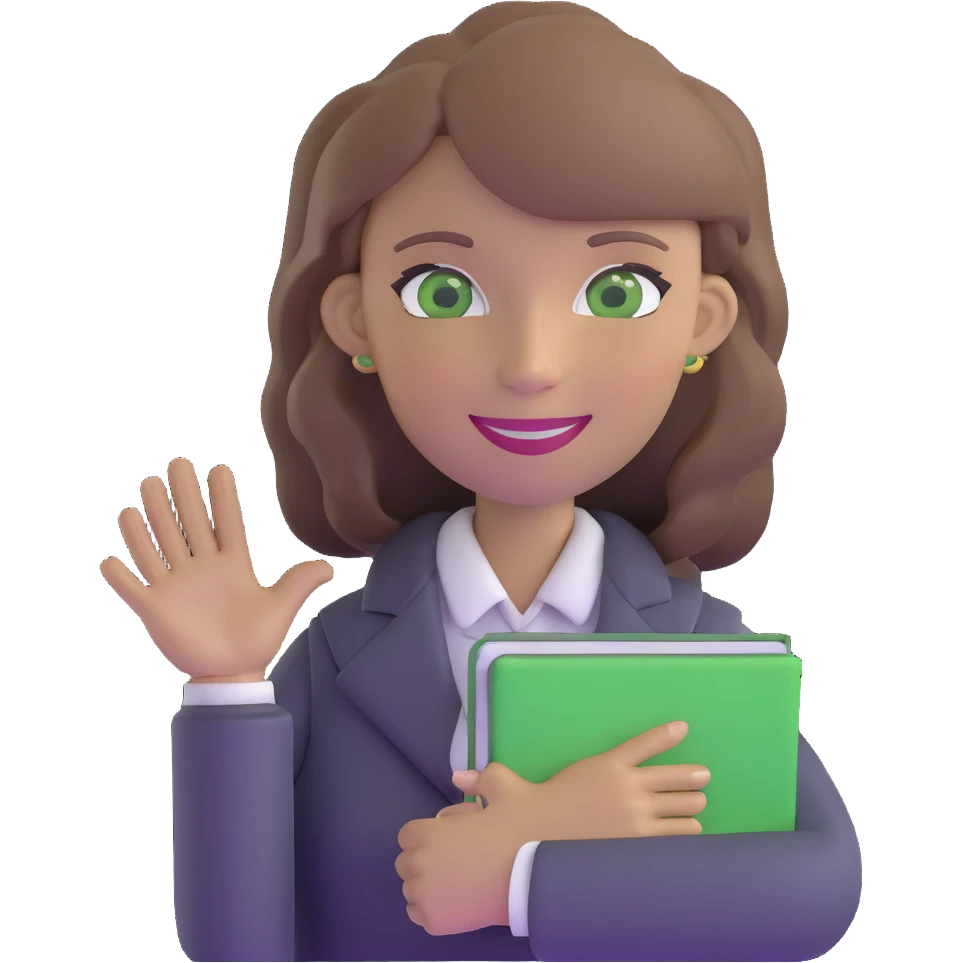 happy teacher with light brown hair and green eyes emoji