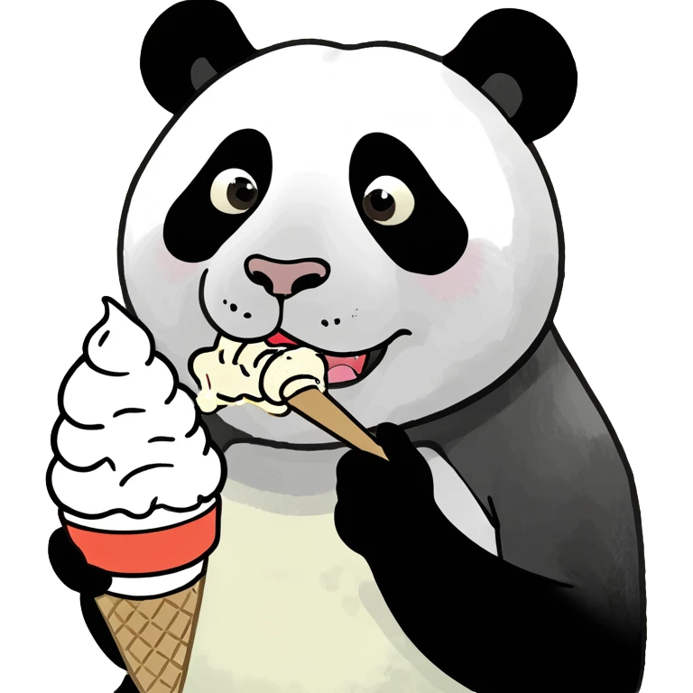 Panda eating ice cream emoji