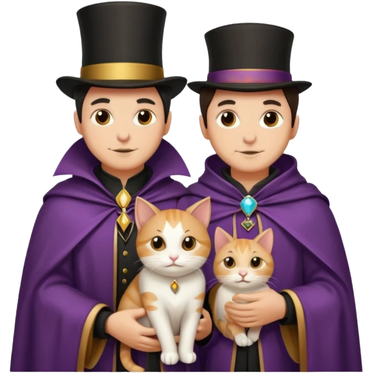 magician couple and their pet cat emoji