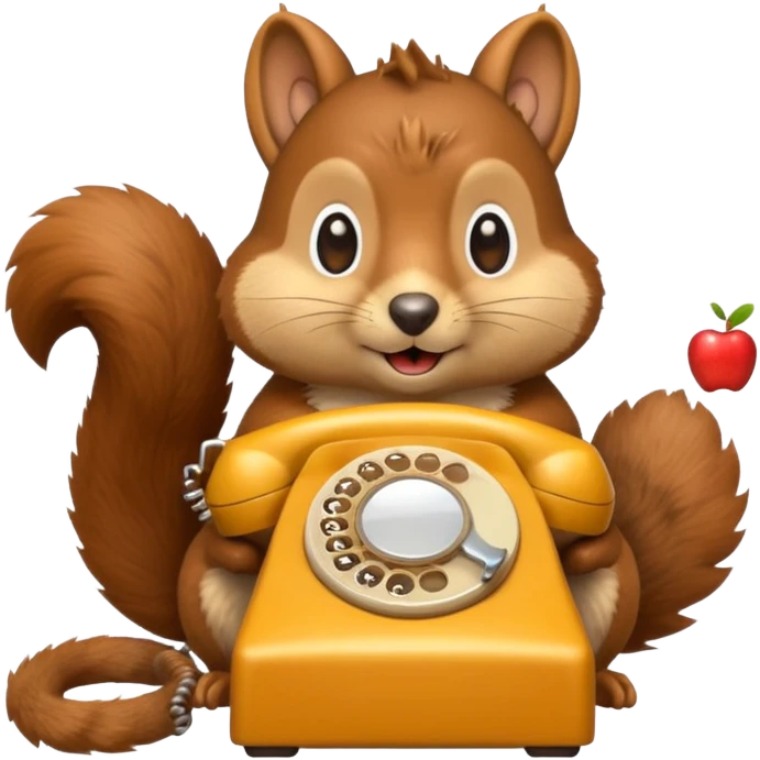 squirrel talking on a rotary phone, Apple emoji style emoji