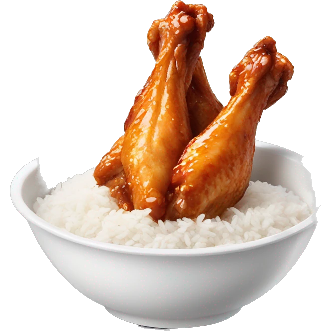 chicken wing in white bowl rice emoji