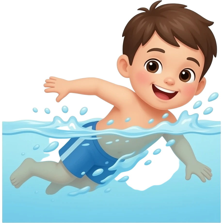 child swimming WITH kicking legs emoji