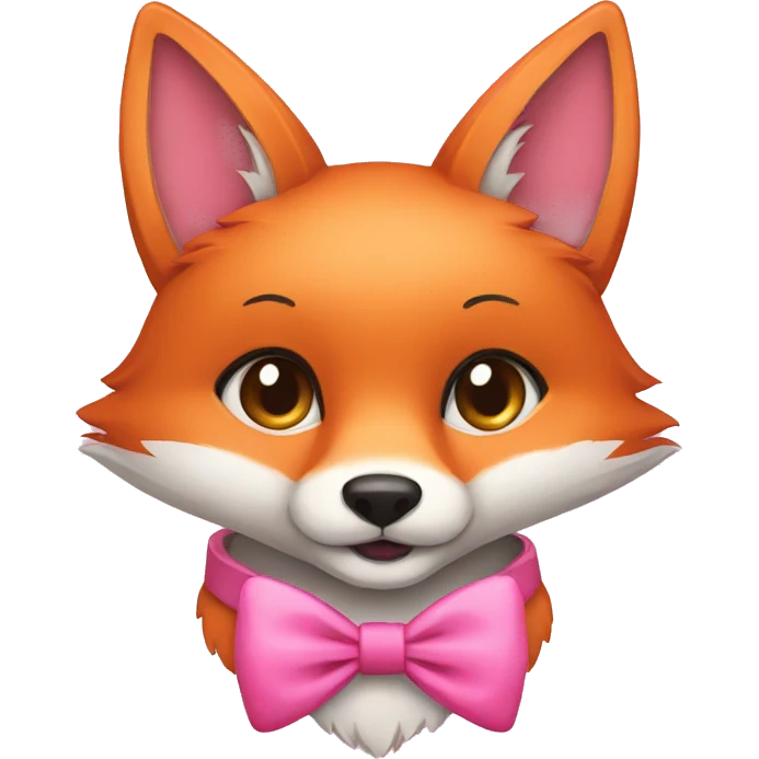 fox wearing a cute pink bow and a pink collar emoji