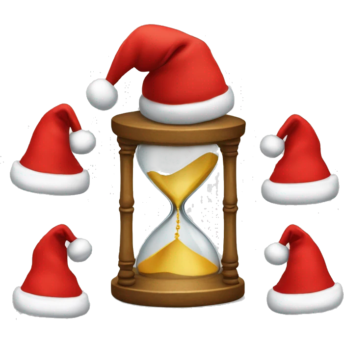 an hourglass in a red Santa Claus hat emoji