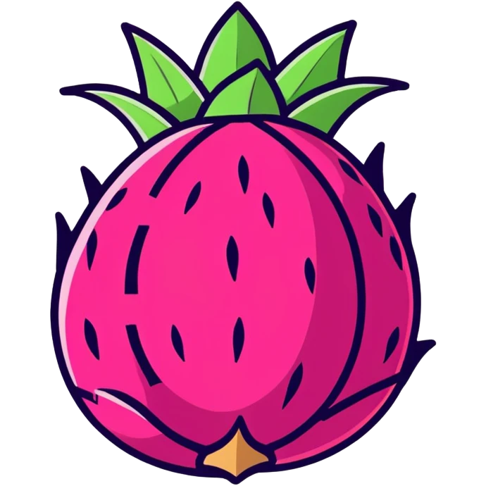 dragon fruit, cartoonish sticker style emoji