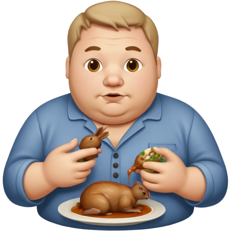 fat man eating rabbit emoji
