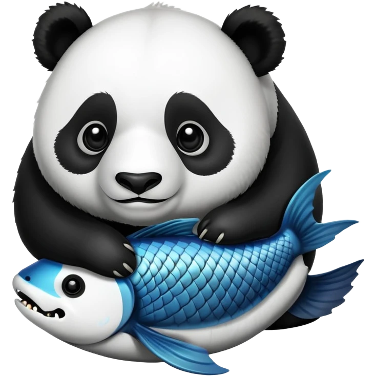 Panda hugs dead fish emoji