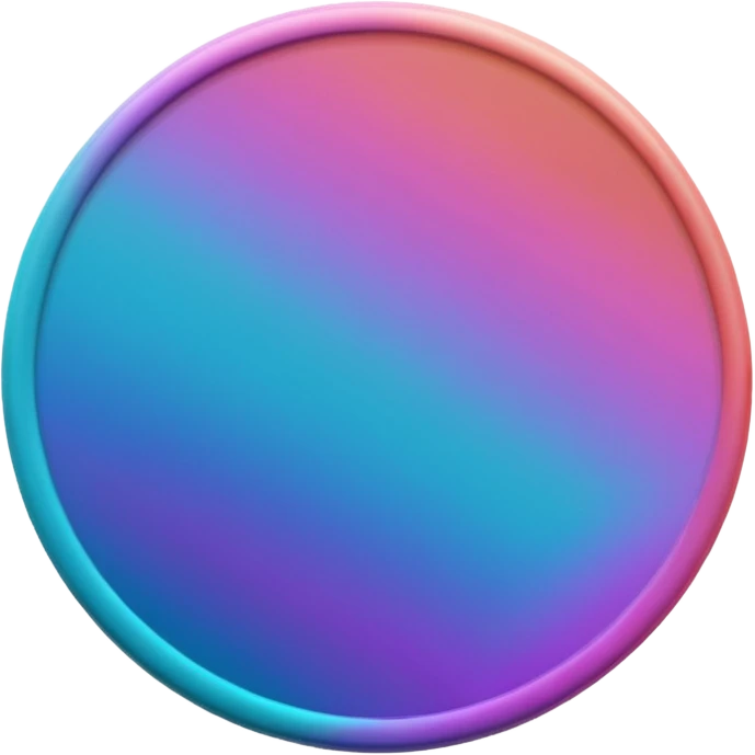 
coin color in in gradient of turquoise, blue, pink, purple, and coral metal texture
Rotate coin 125 degree  3d effect emoji