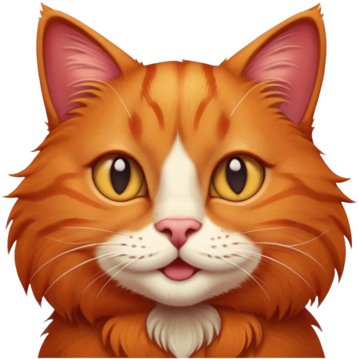A red, cheerful, charismatic cat emoji