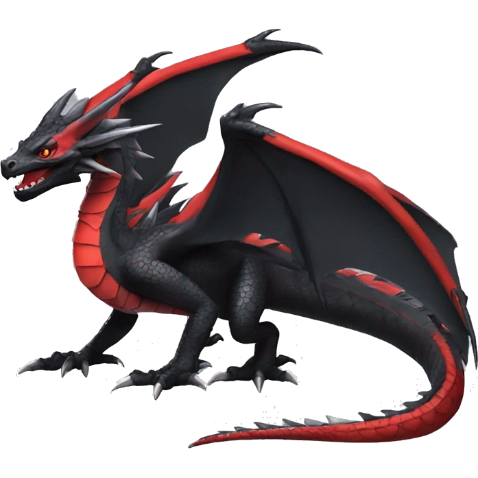 cool edgy black and red Dark-type nargacuga dragon Pokémon full body emoji