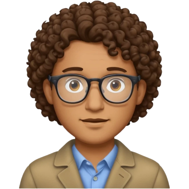 CURLY HAIR GUT WITH GLASSES emoji