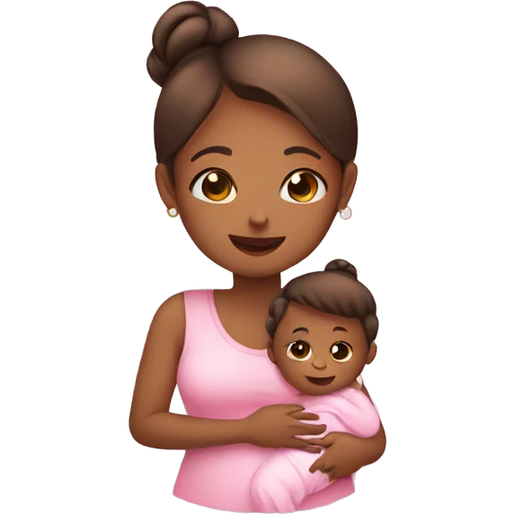Mom and baby pink cute emoji