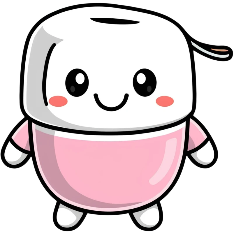 cartoon sticker of a marshmallow with a happy face emoji