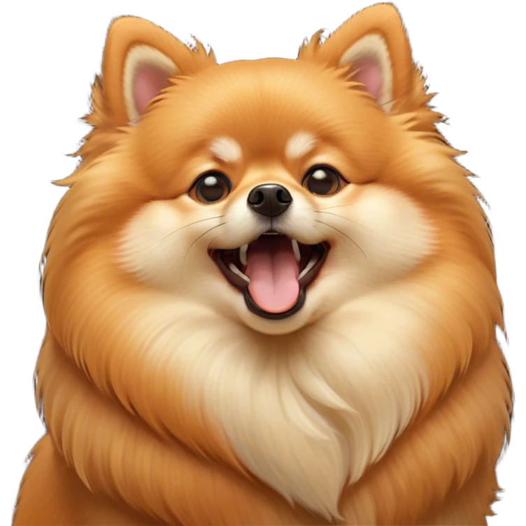 Cinematic Cute Yawning Orange Pomeranian Portrait Emoji, Head tilted slightly with a dramatic, wide-open yawn, showcasing a soft, fluffy orange Fur with a subtle shimmer, floppy ears slightly drooping, round brown eyes barely open in drowsy contentment, Simplified yet irresistibly adorable features, highly detailed, glowing with a soft, cozy glow, high shine, relaxed yet expressive, stylized with a touch of whimsy, bright and endearing, soft glowing outline, capturing the essence of a sleepy yet affectionate companion, so drowsy it feels like it could stretch right out of the screen and curl up for a nap! emoji